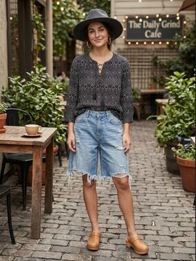 Madewell Caravan Lace-Up Peasant Top XS Boho EUC